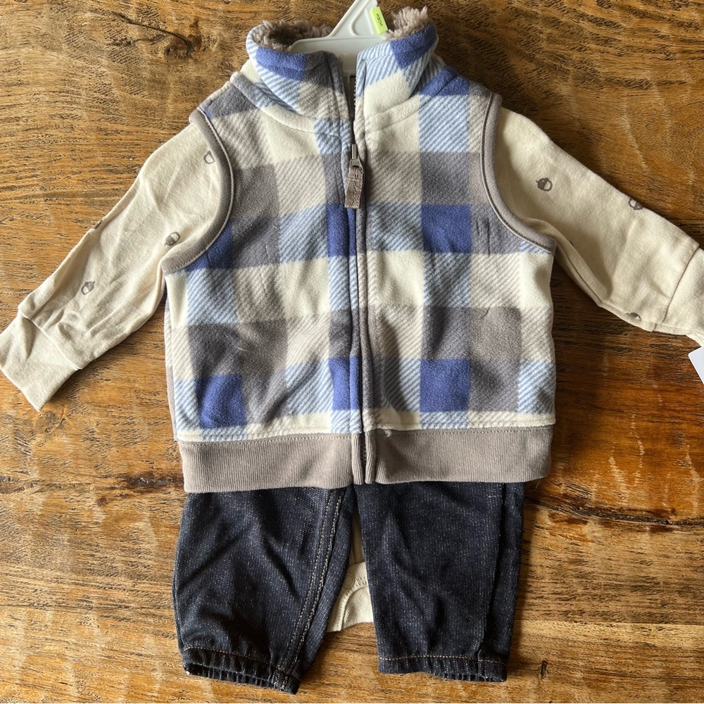 Carter's Blue Plaid Vest and Pants Set